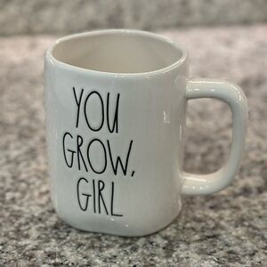 Rae Dunn Glossy YOU GROW GIRL Coffee Tea Double Sided Mug with Cactus Plant